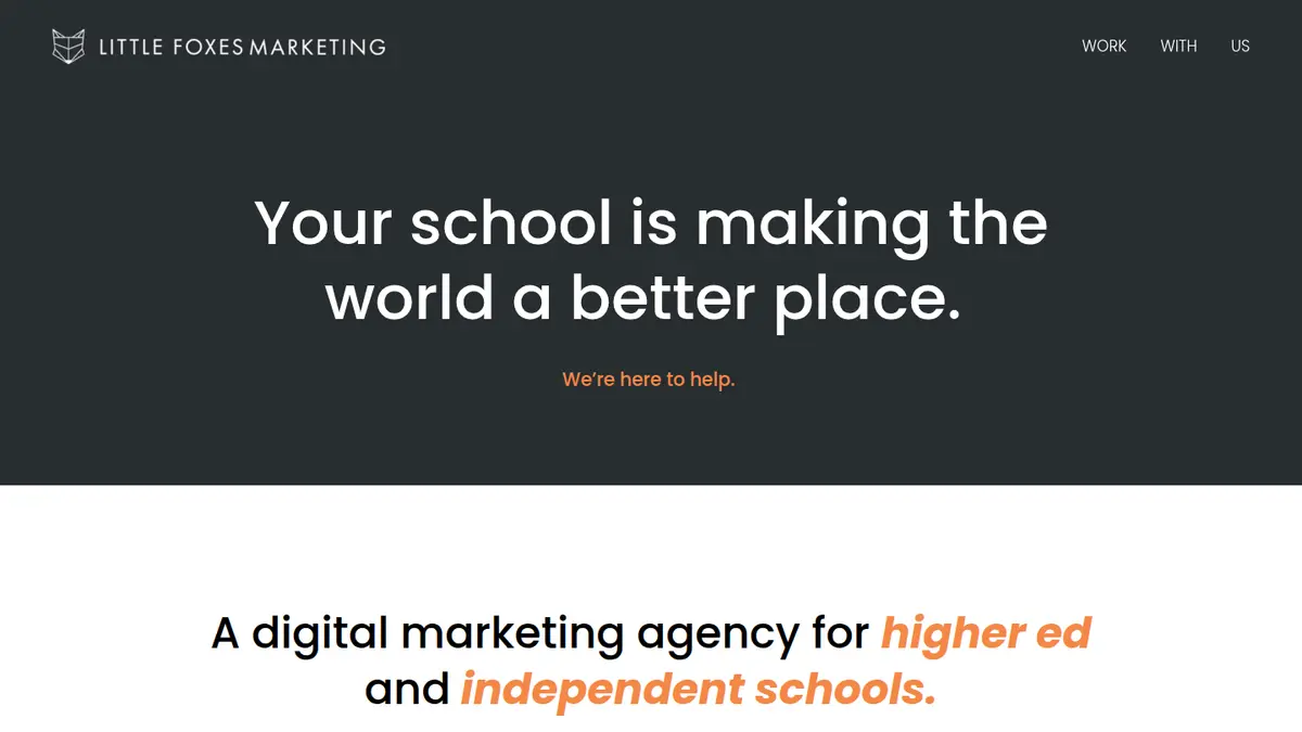Little Foxes Marketing homepage, littlefoxesmarketing.com, September 2026