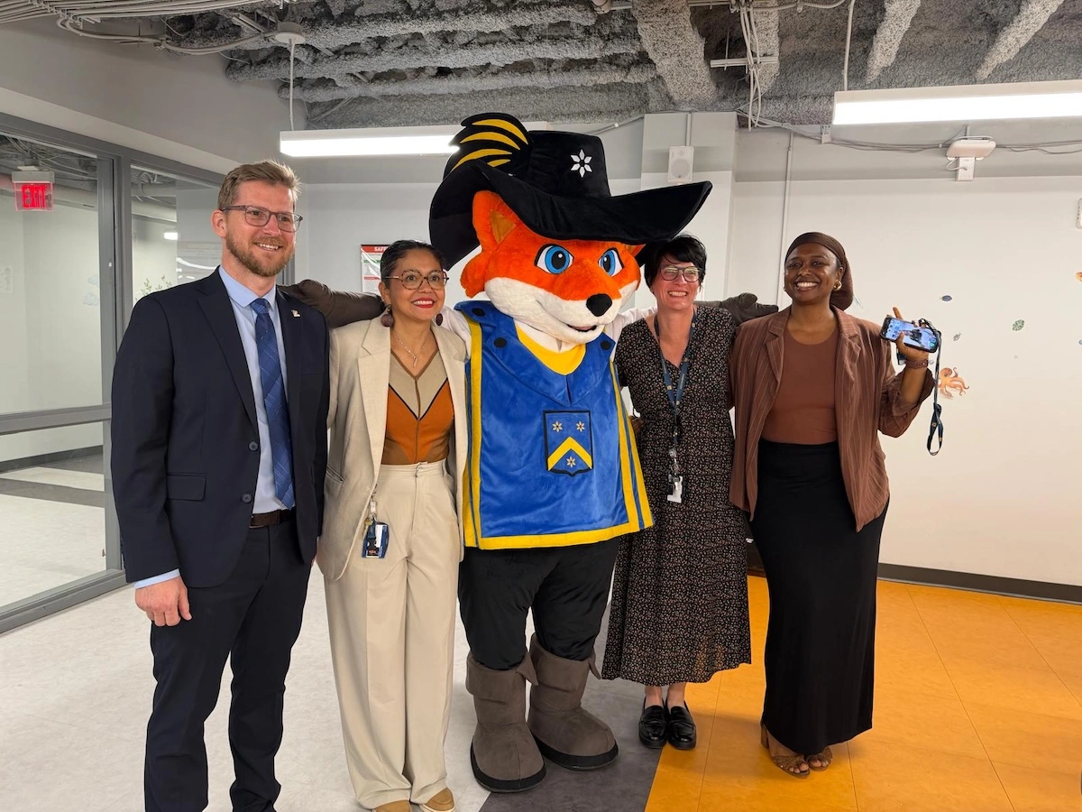 Rochembeau mascot character behind the scenes