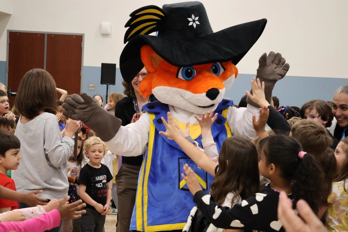 Rochembeau mascot costume full view