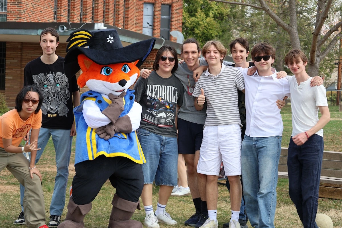 Rochembeau mascot costume side view