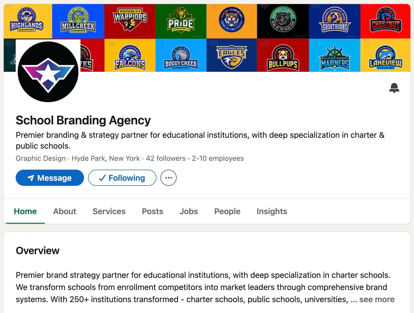 School Branding Agency LinkedIn page
