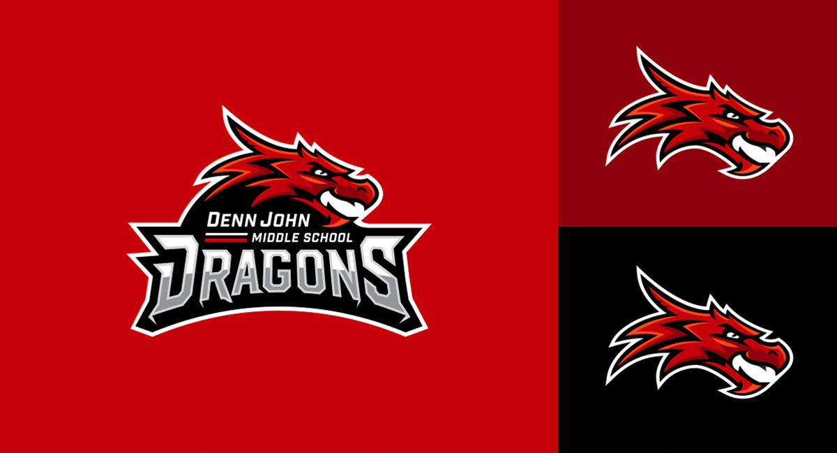 Denn John Middle School Logo Dragon Mascot visual 5
