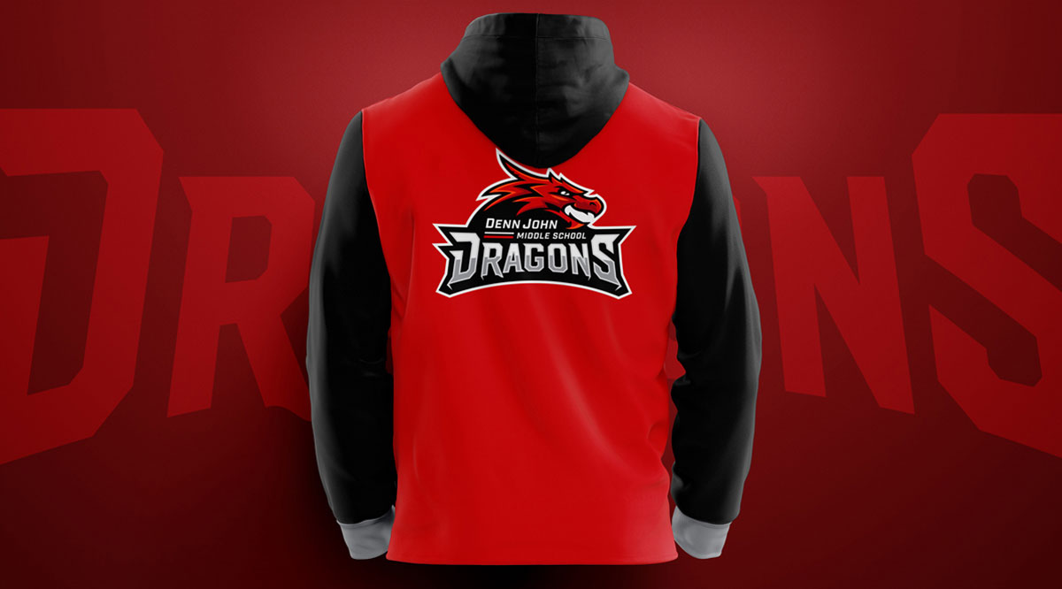 Denn John Middle School Logo Dragon Mascot visual 3