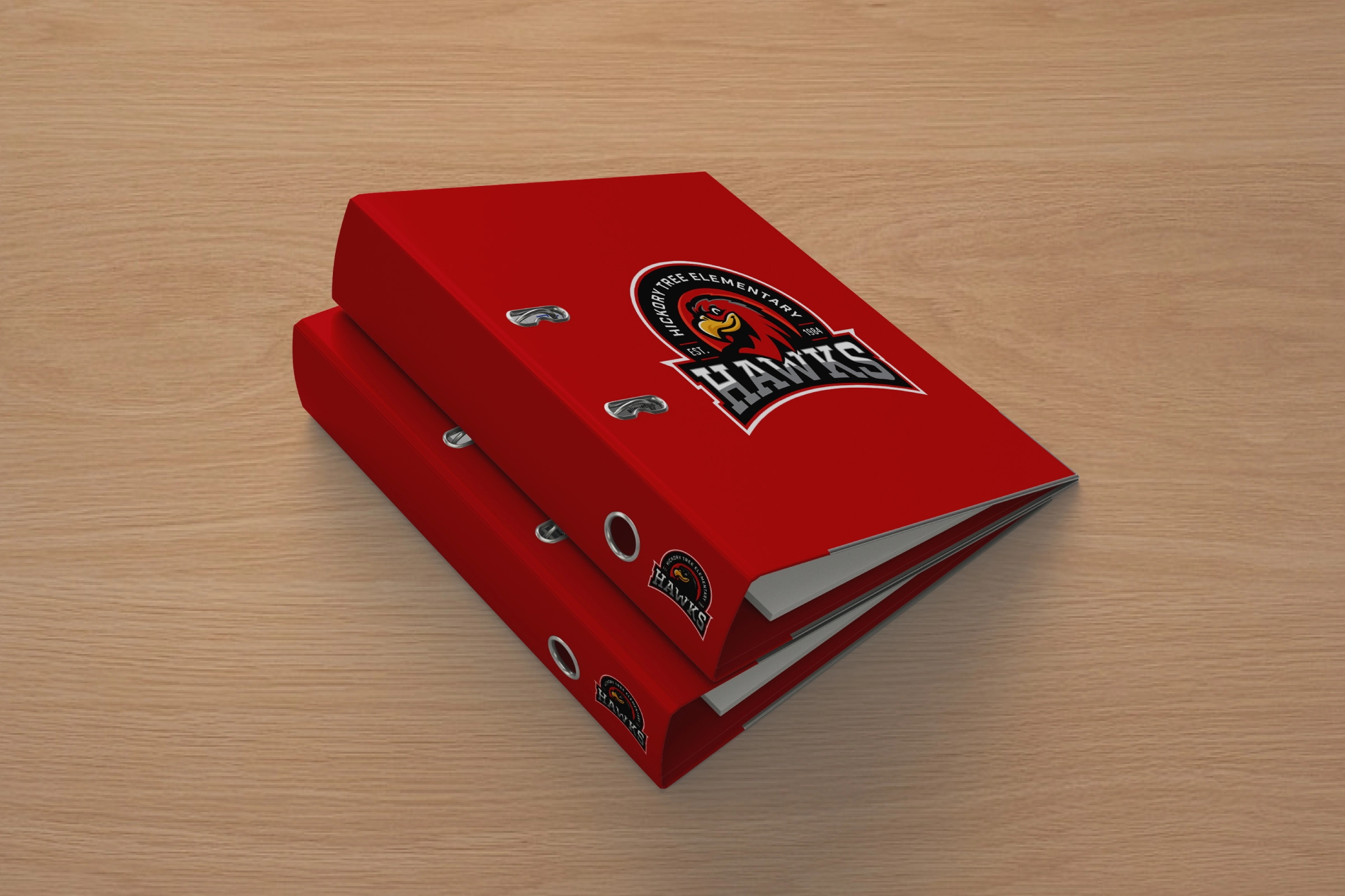 Administrative binders—Hawks crest decals for official school documents