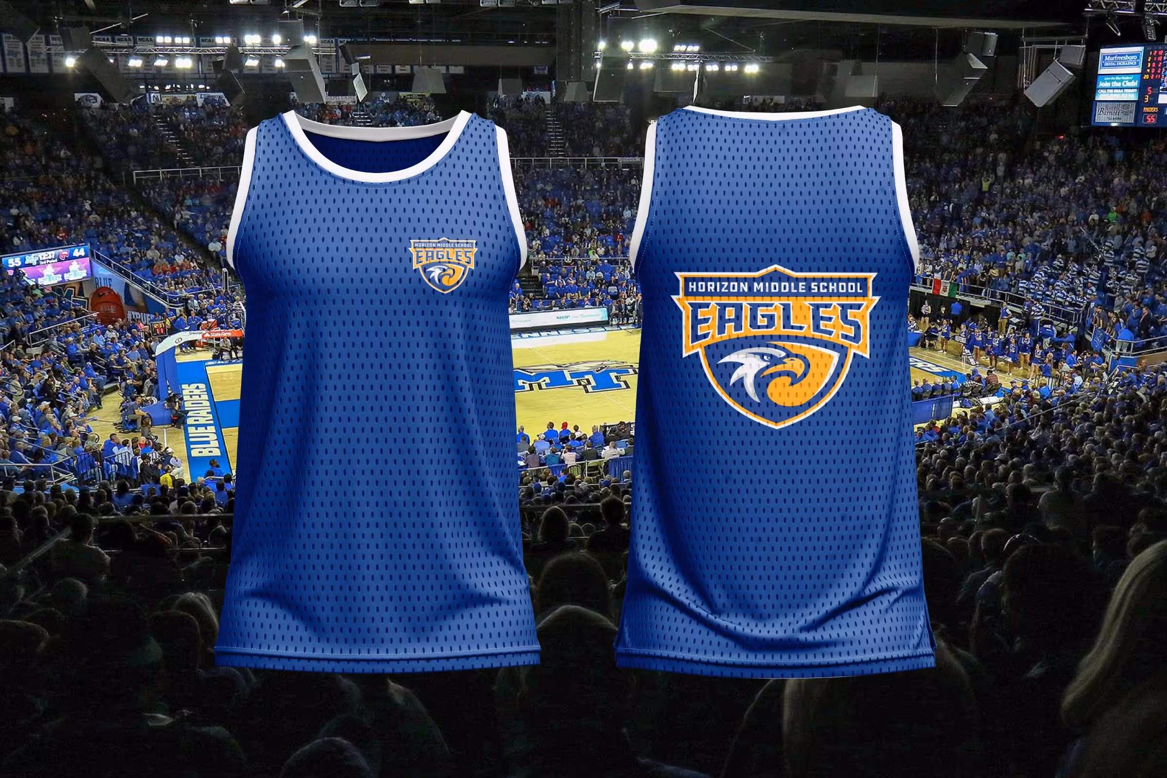 Hoodie with Horizon crest—student spirit wear