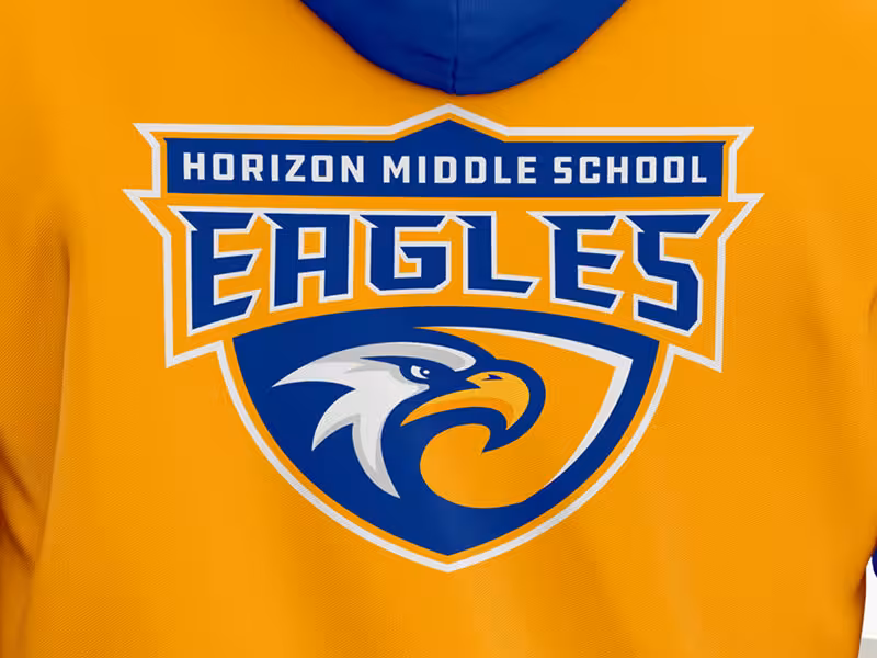 Primary Horizon Middle School mascot logo featuring a powerful crest design that embodies growth, exploration, and achievement. The design emphasizes forward movement and aspiration, creating a visual language that supports the school's educational mission.