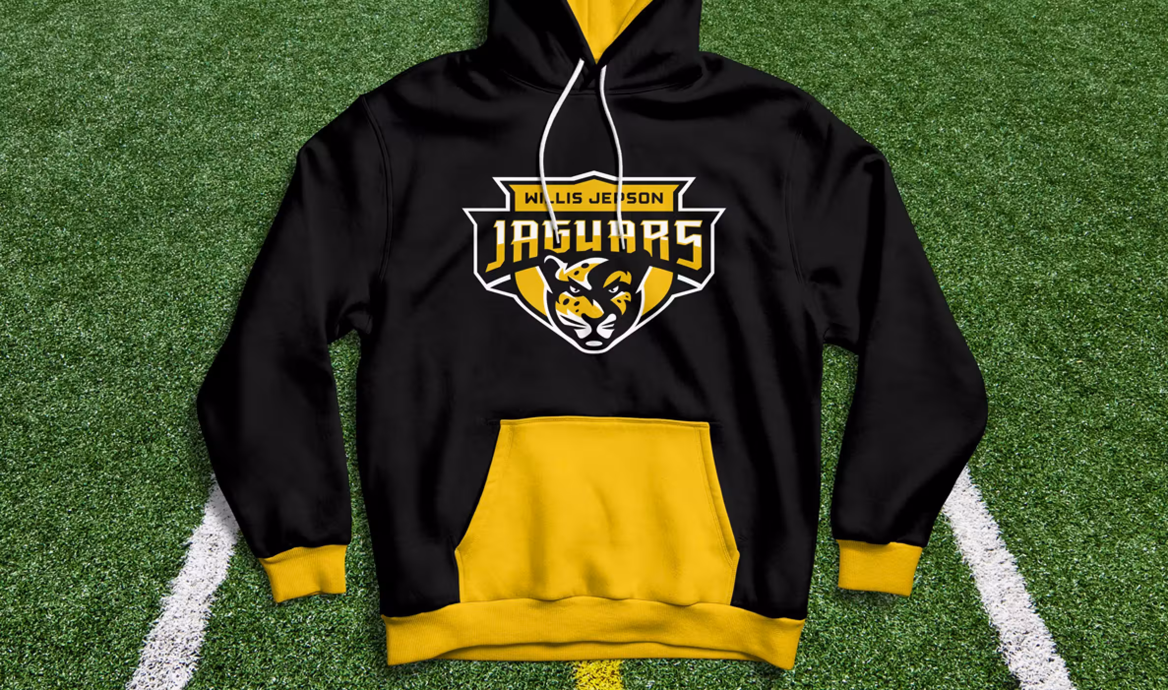 Sport-specific lockups for teams (e.g., football) using the mascot within shield and custom type treatments