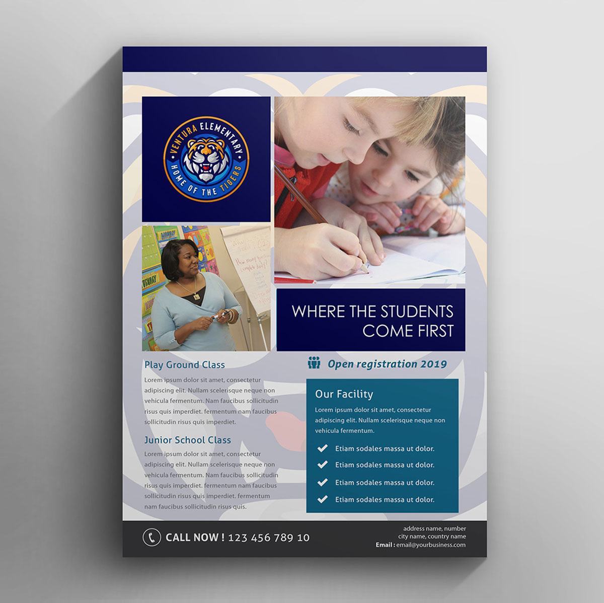 Ventura Elementary School Logo Tiger Mascot visual 8