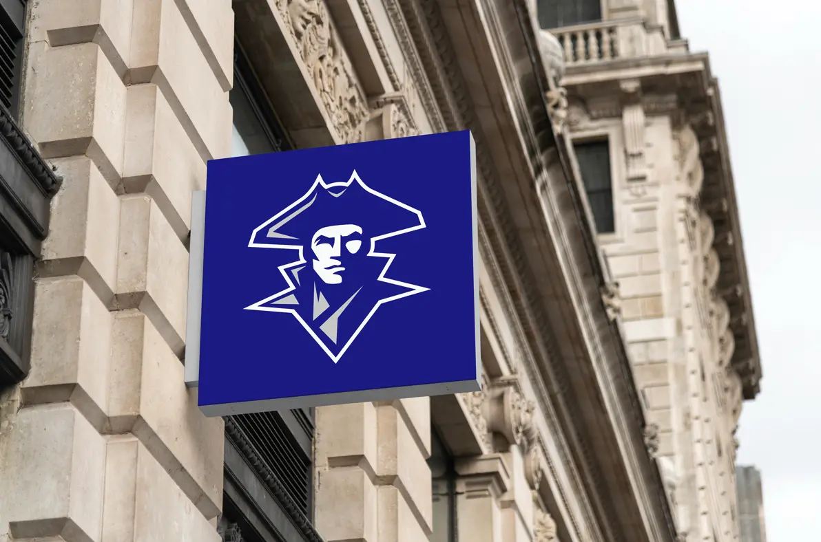 Wordmark variation: ‘WOODBRIDGE BLUE RAIDERS SCHOOL DISTRICT’ banner treatment for signage and digital headers